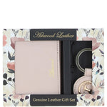 Leather Card Holder with Mirror & Key Ring Gift Set Blush :slg-31243