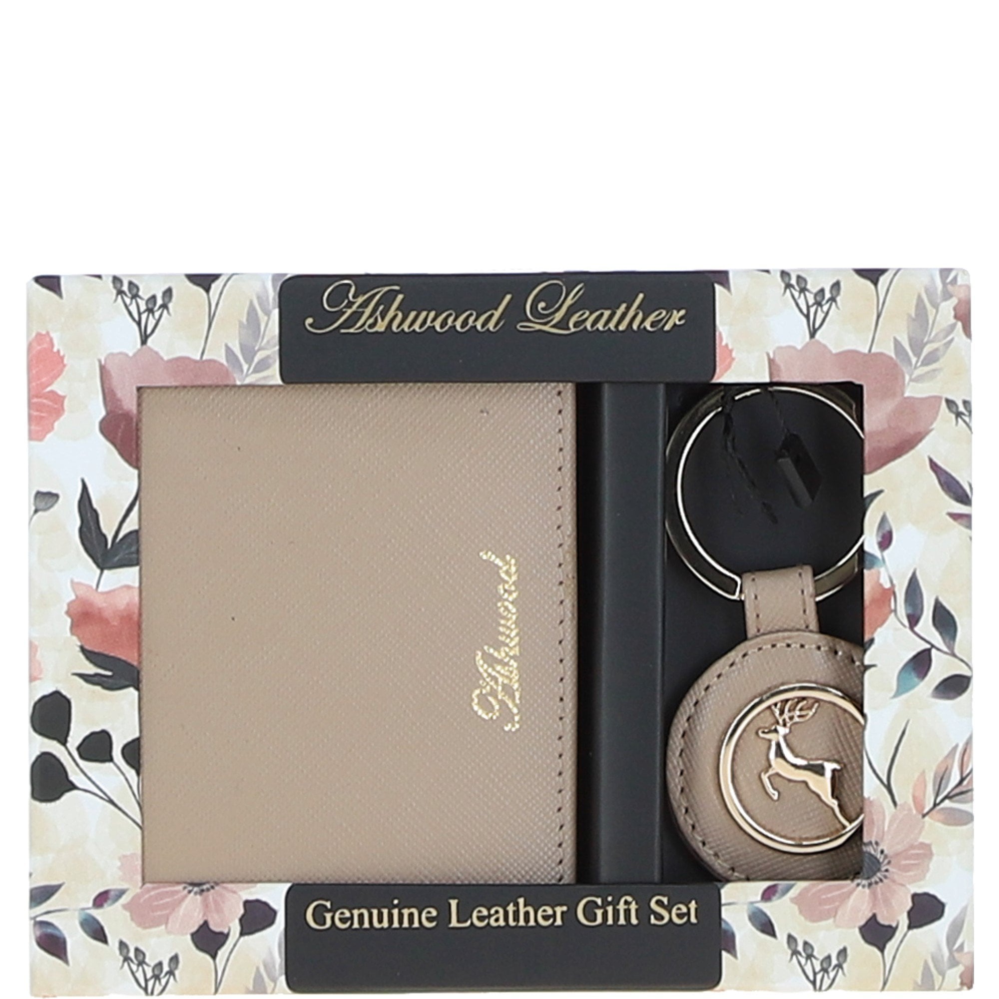 Leather Card Holder with Mirror & Key Ring Gift Set Mushroom :slg-31243