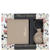 Leather Card Holder with Mirror & Key Ring Gift Set Mushroom :slg-31243
