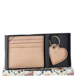 Leather Card Holder & Key Ring Gift Set Rose Gold :slg-31342