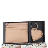 Leather Card Holder & Key Ring Gift Set Rose Gold :slg-31342
