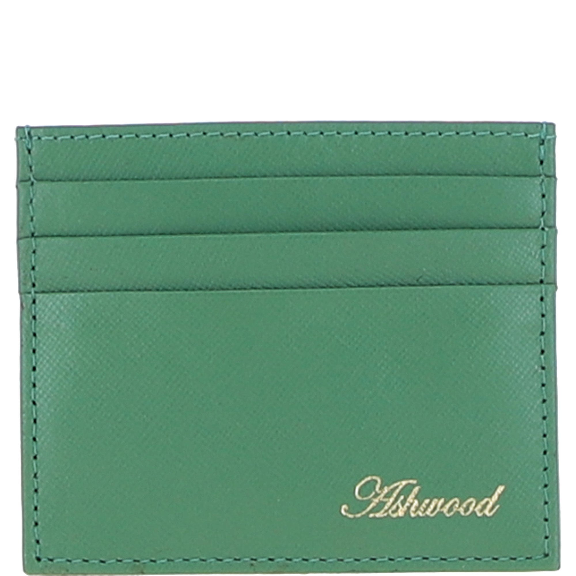 Leather Card Holder & Key Ring Gift Set Green :slg-31342