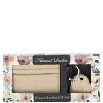 Leather Card Holder & Key Ring Gift Set Gold :slg-31342