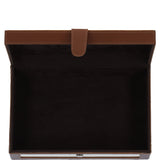 Wood and Aluminium Mirror Storage Box with Tan Leather Trim: AGC1853