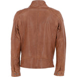 Ashwood Mens Leather Biker Jacket Cognac: AMJ-4