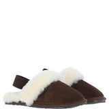 Fenland Real Sheepskin Wool Mule Slippers Brown: ladies elena