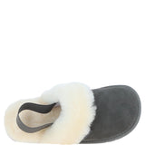 Fenland Real Sheepskin Wool Mule Slippers Grey: ladies elena