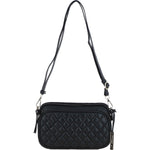 Leather Twin Zip Quilted Crossbody Bag Black: 63624