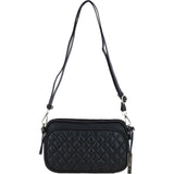 Leather Twin Zip Quilted Crossbody Bag Black: 63624