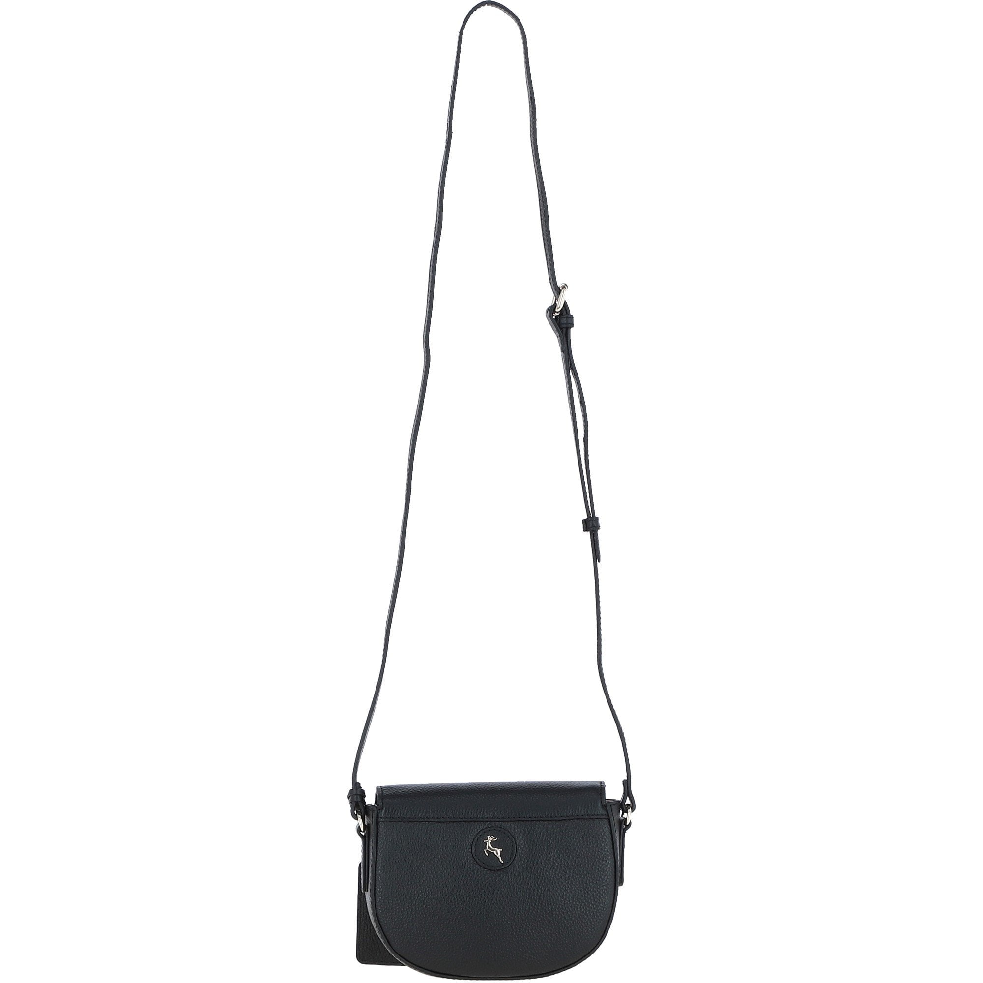 Real Leather Saddle Crossbody Bag Black: 63753