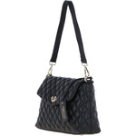 Real Leather Flapover Quilted Bag Black: 63858
