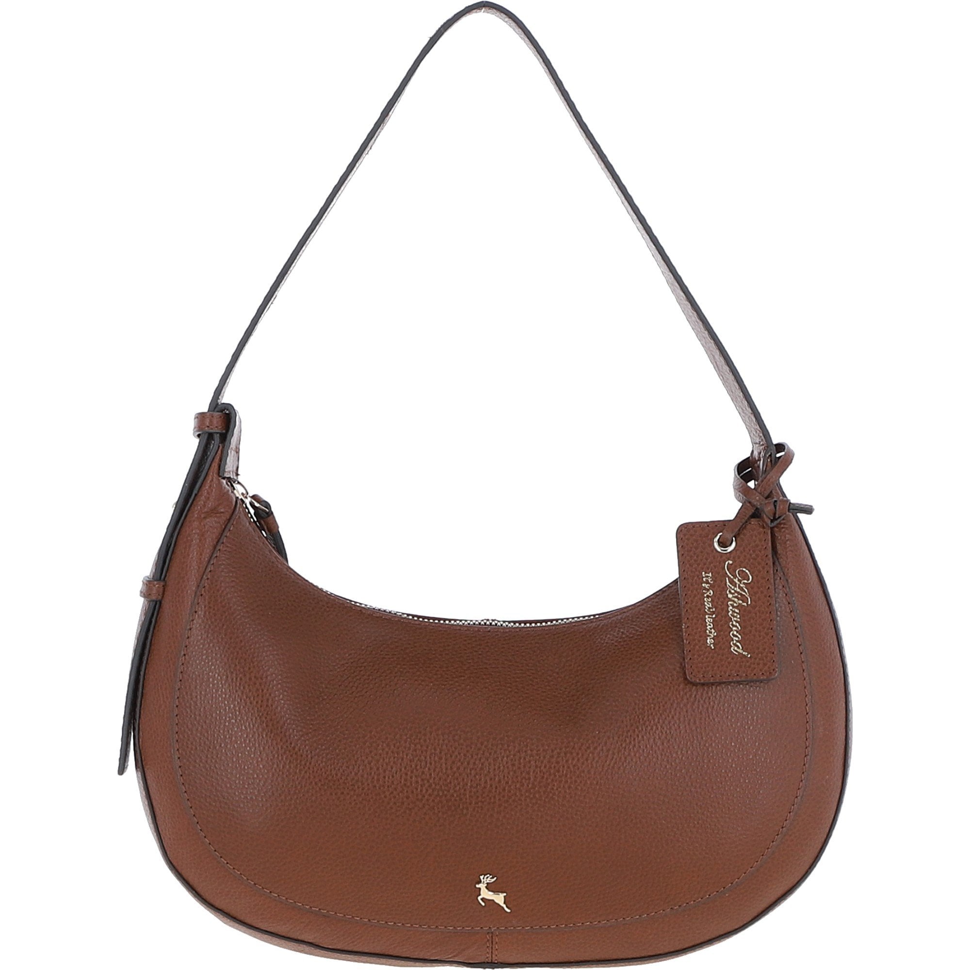 Ashwood Women's Curved Leather Shoulder Bag 2 Tone Tan: 64192
