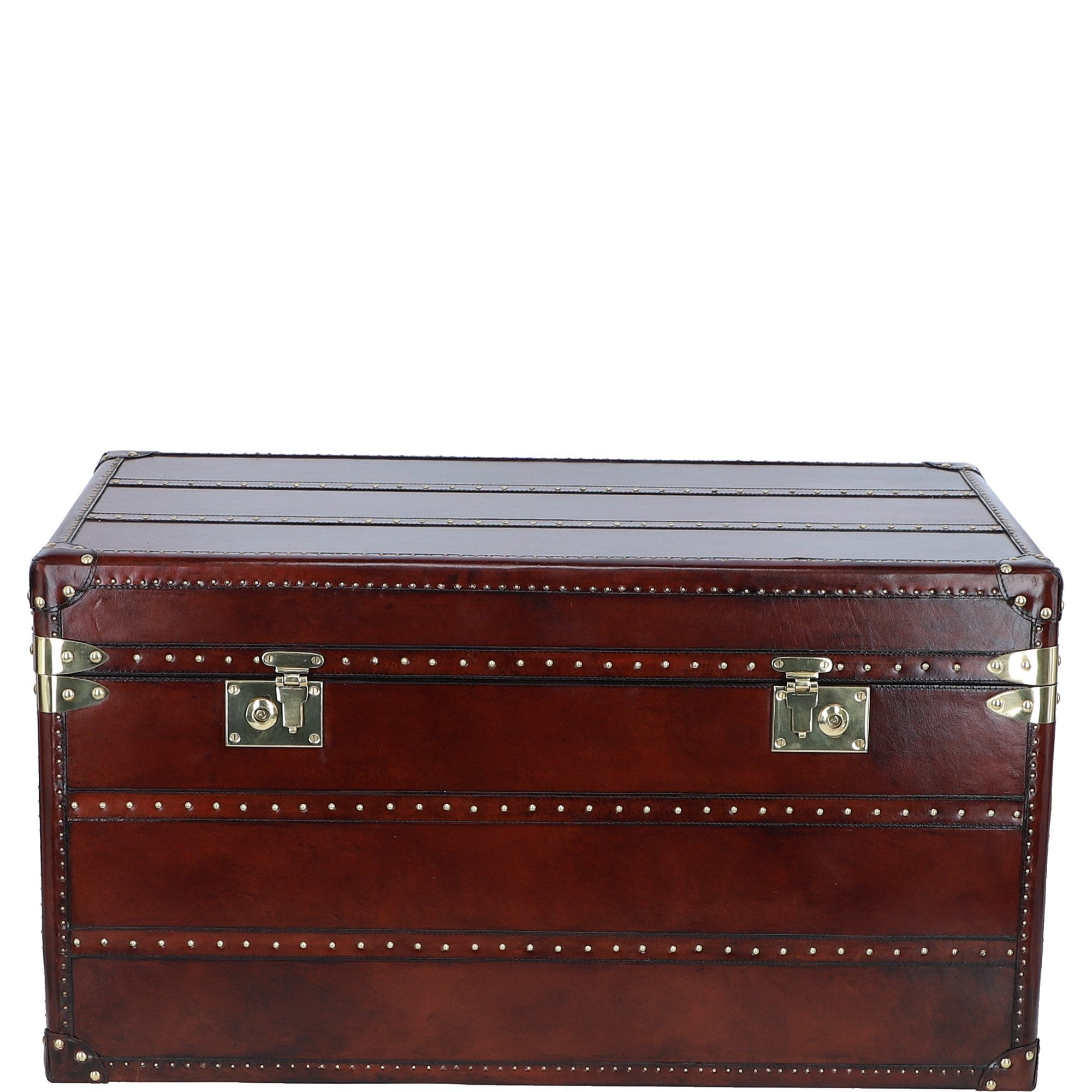 Ashwood Luxury Wide Real Leather Trunk Chestnut: LF-155