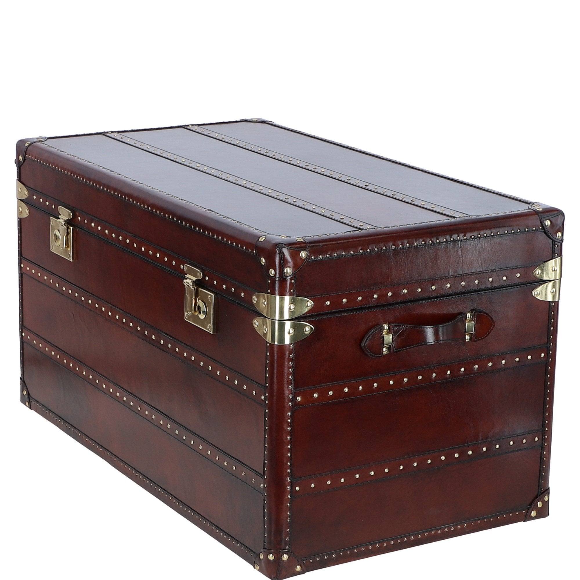 Ashwood Luxury Wide Real Leather Trunk Chestnut: LF-155