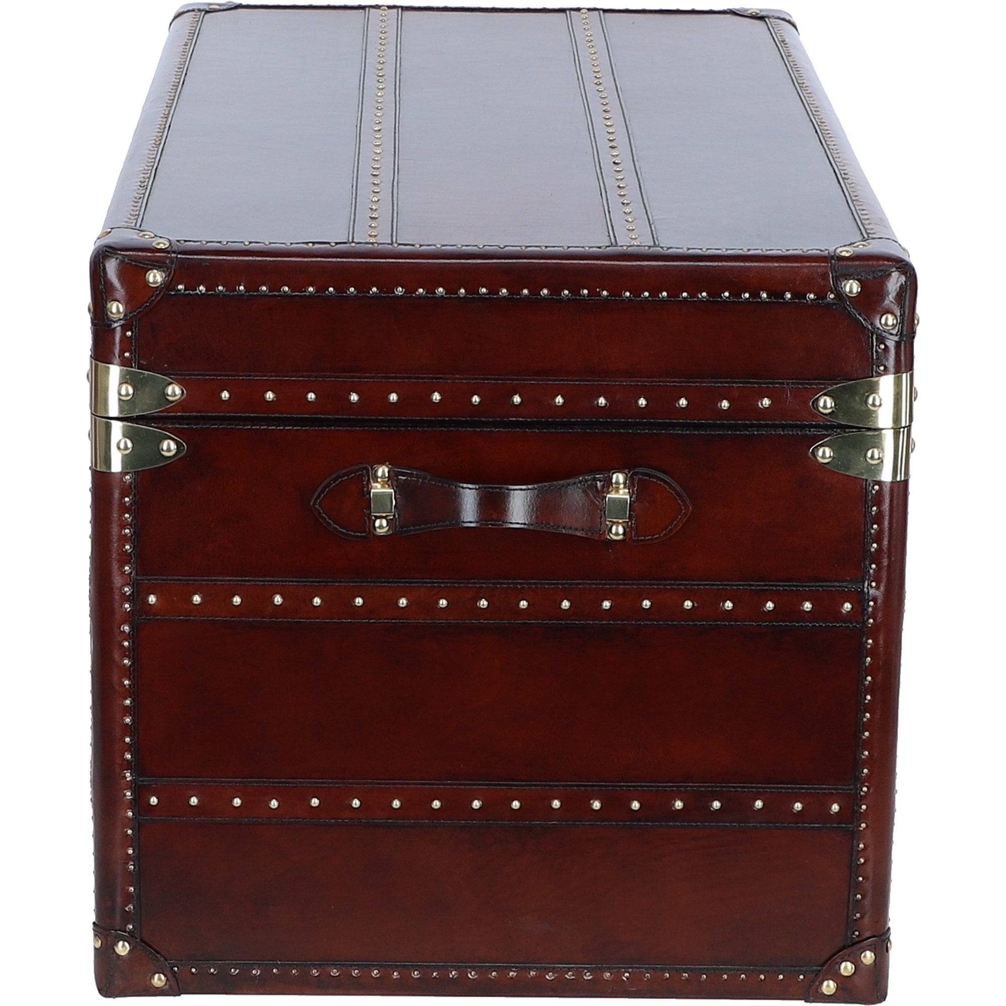 Ashwood Luxury Wide Real Leather Trunk Chestnut: LF-155