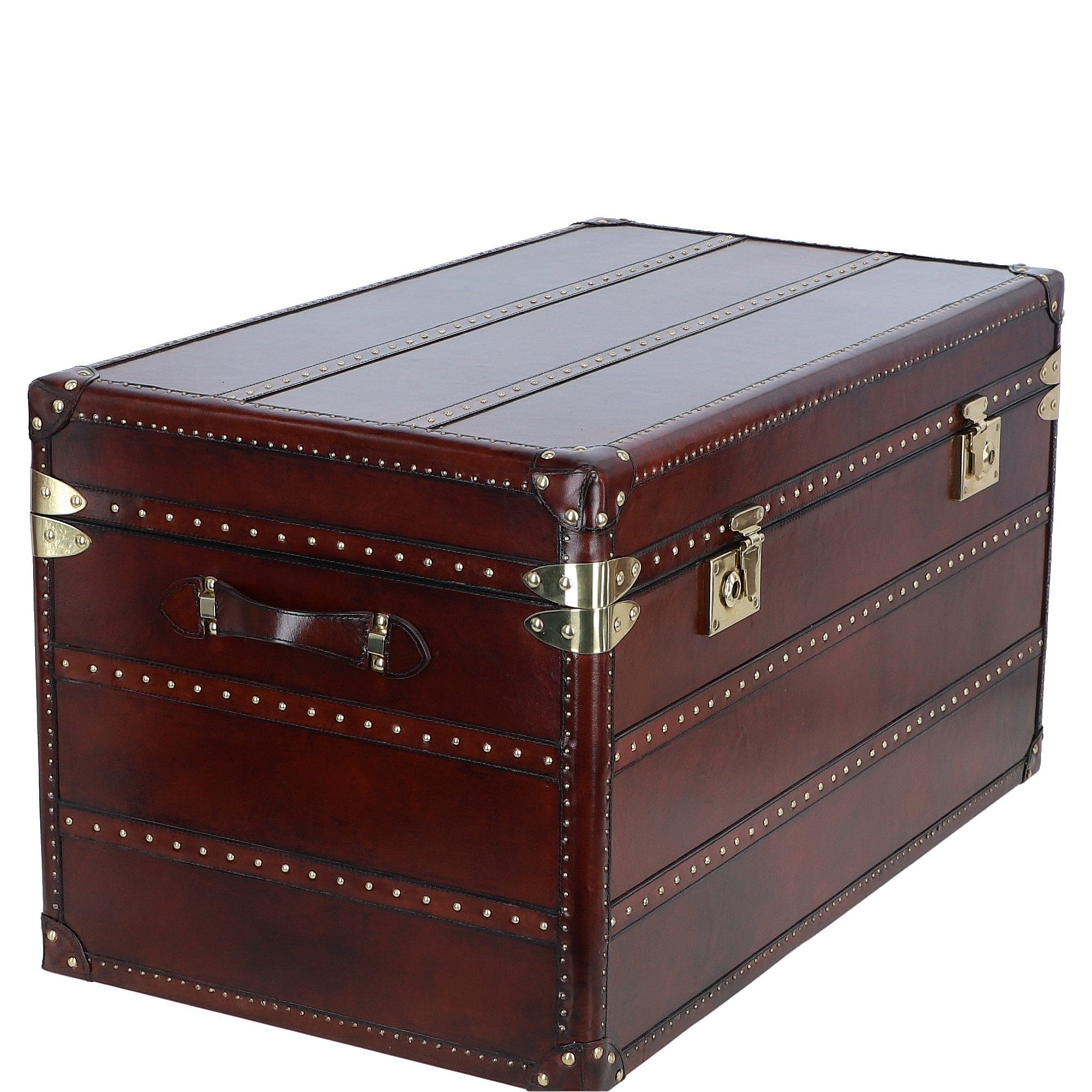 Ashwood Luxury Wide Real Leather Trunk Chestnut: LF-155