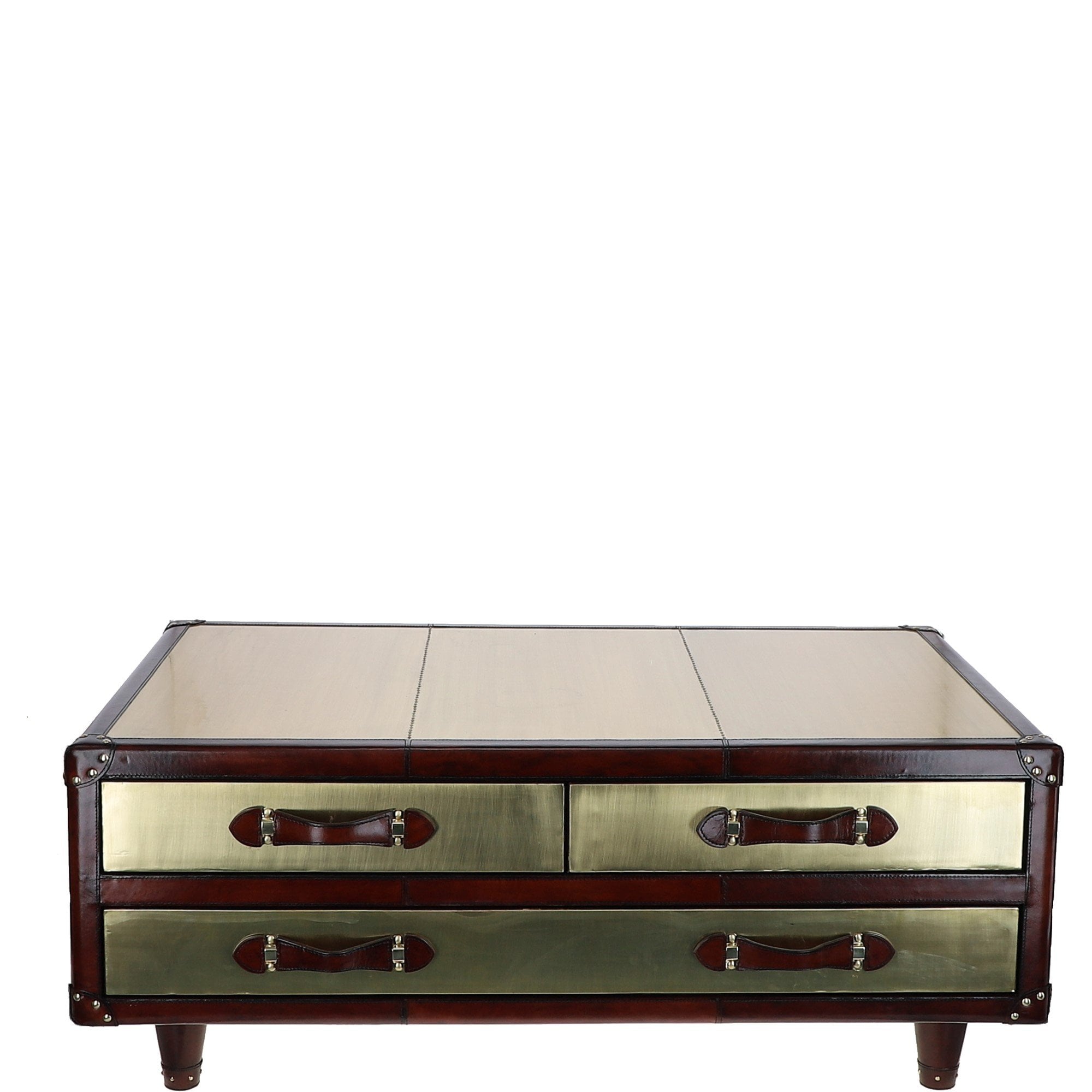 Ashwood Leather's Premium Coffee Table with Versatile Storage Chestnut: LF-174