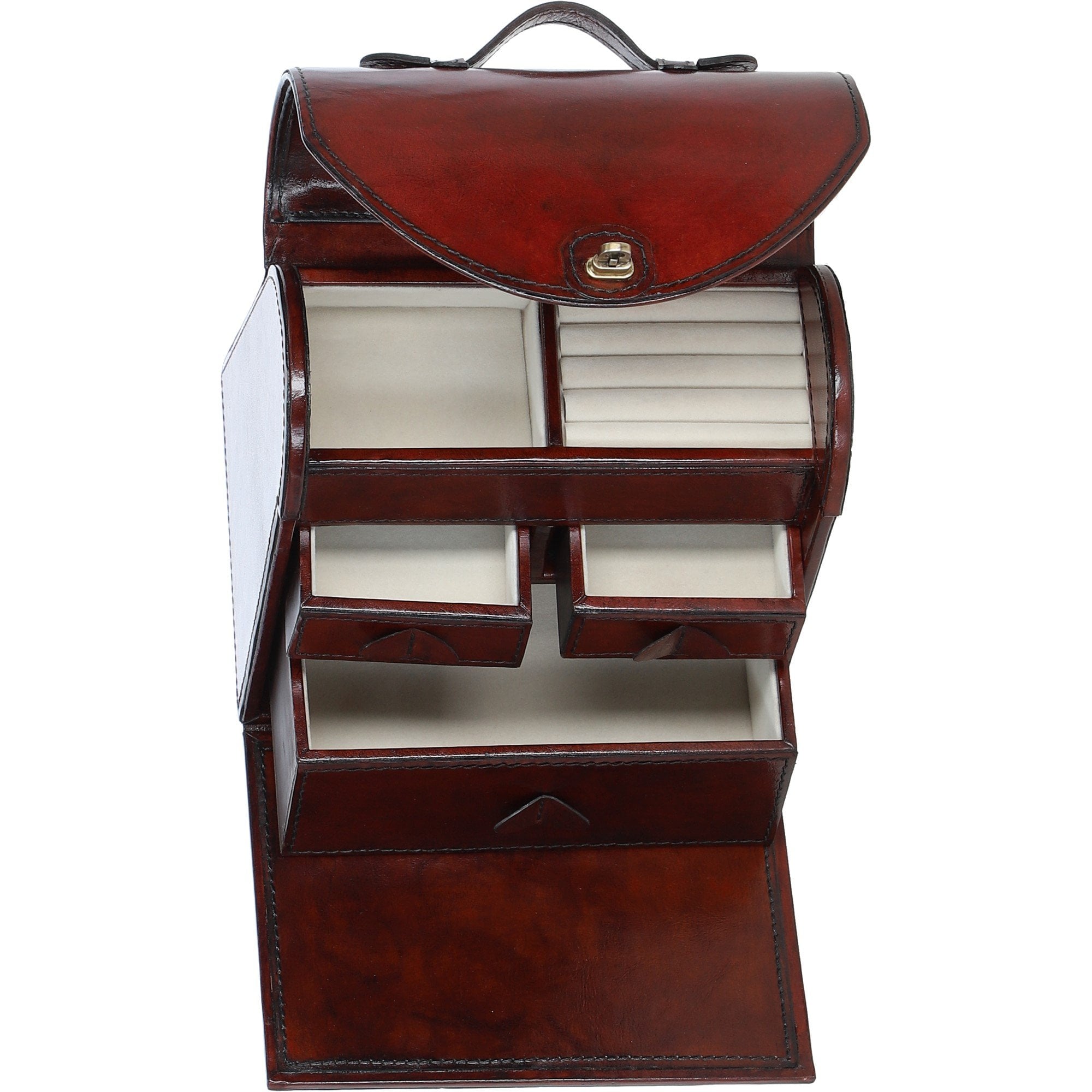 Ashwood Leather's Unique Handcrafted Premium Jewellery Box Chestnut: LF-165