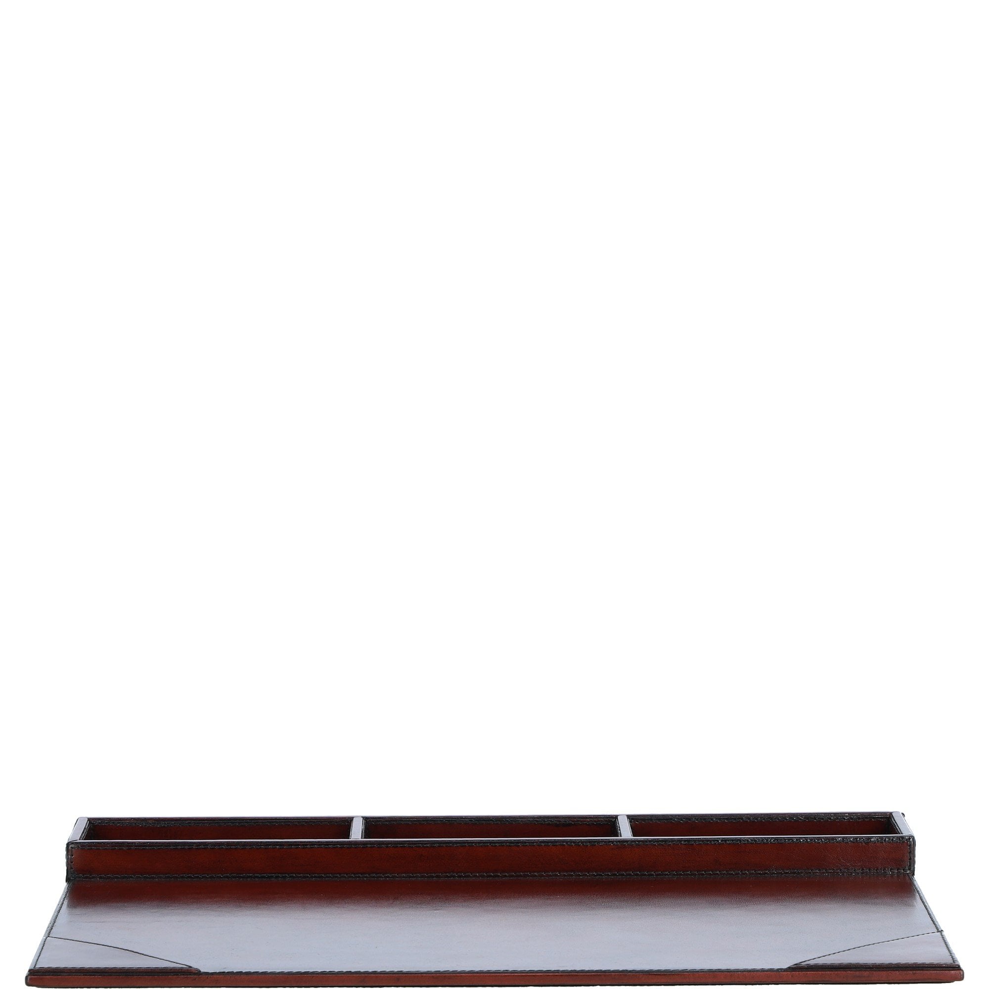 Ashwood Leather Desk Mat with Integrated Paper Holder & Triple Organizational Compartments Chestnut: LF-108