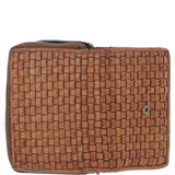 Vintage Woven Leather 7 Card Purse Taupe :  D-82