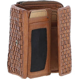 Vintage Woven Leather 7 Card Purse Taupe :  D-82