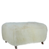 Ashwood Large Sheepskin Fur Footstool Ottoman Natural: RABBIT STOOL