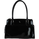 Three Section A4 Patent Leather Work Bag Black: A4 Work Bag