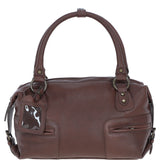 Classic Leather Barrel Bag with Statement Animal Print Charm for Women Brown: 52531