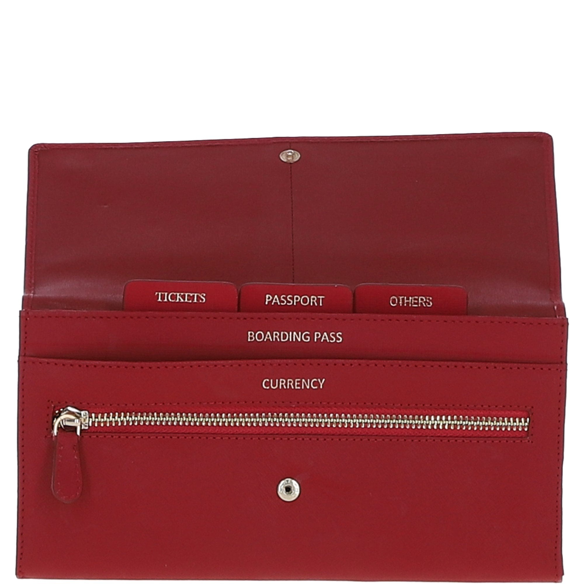 Ashwood Saffiano Leather Large Travel Wallet Red: Travel Wallet