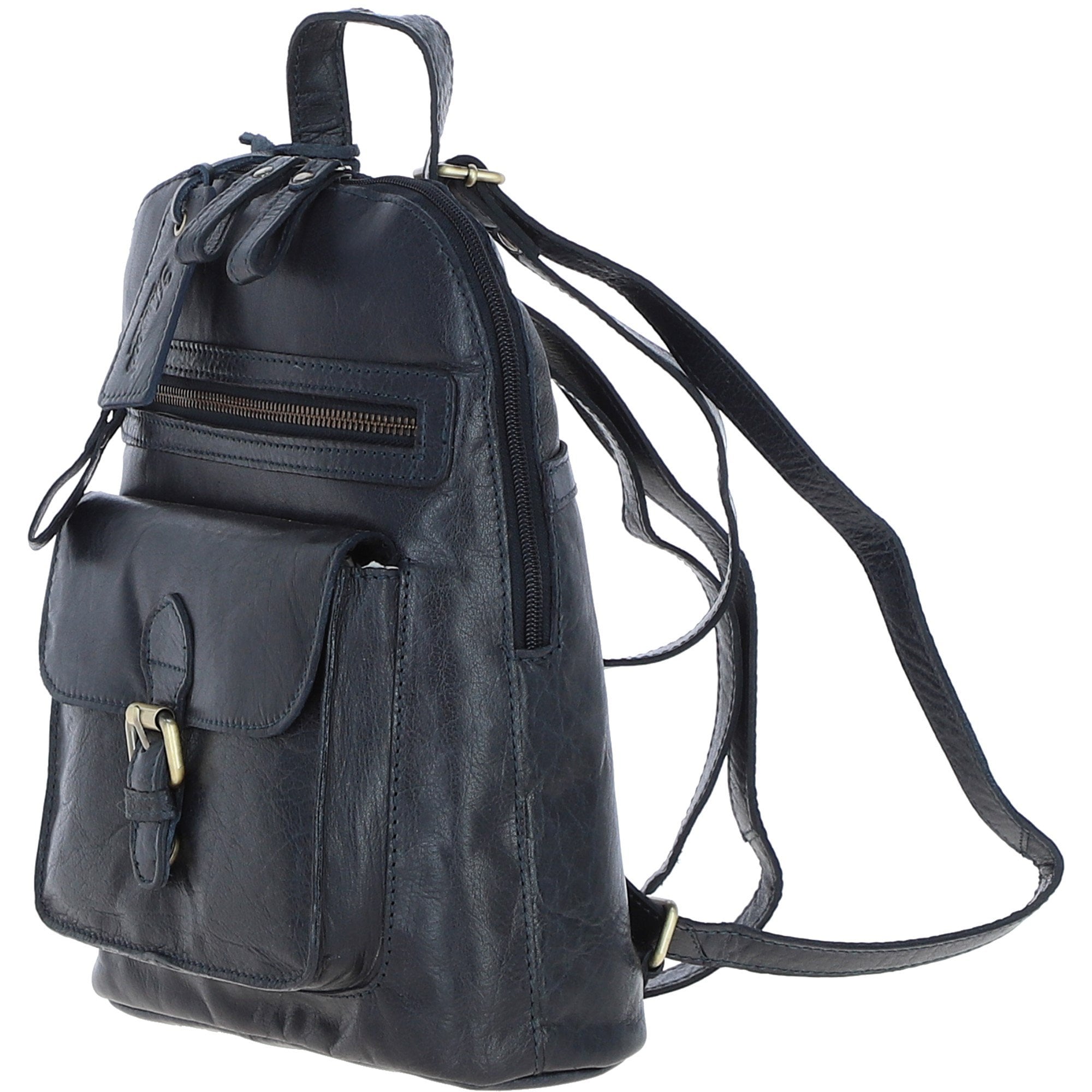 Small Vintage Leather Backpack Navy – G25