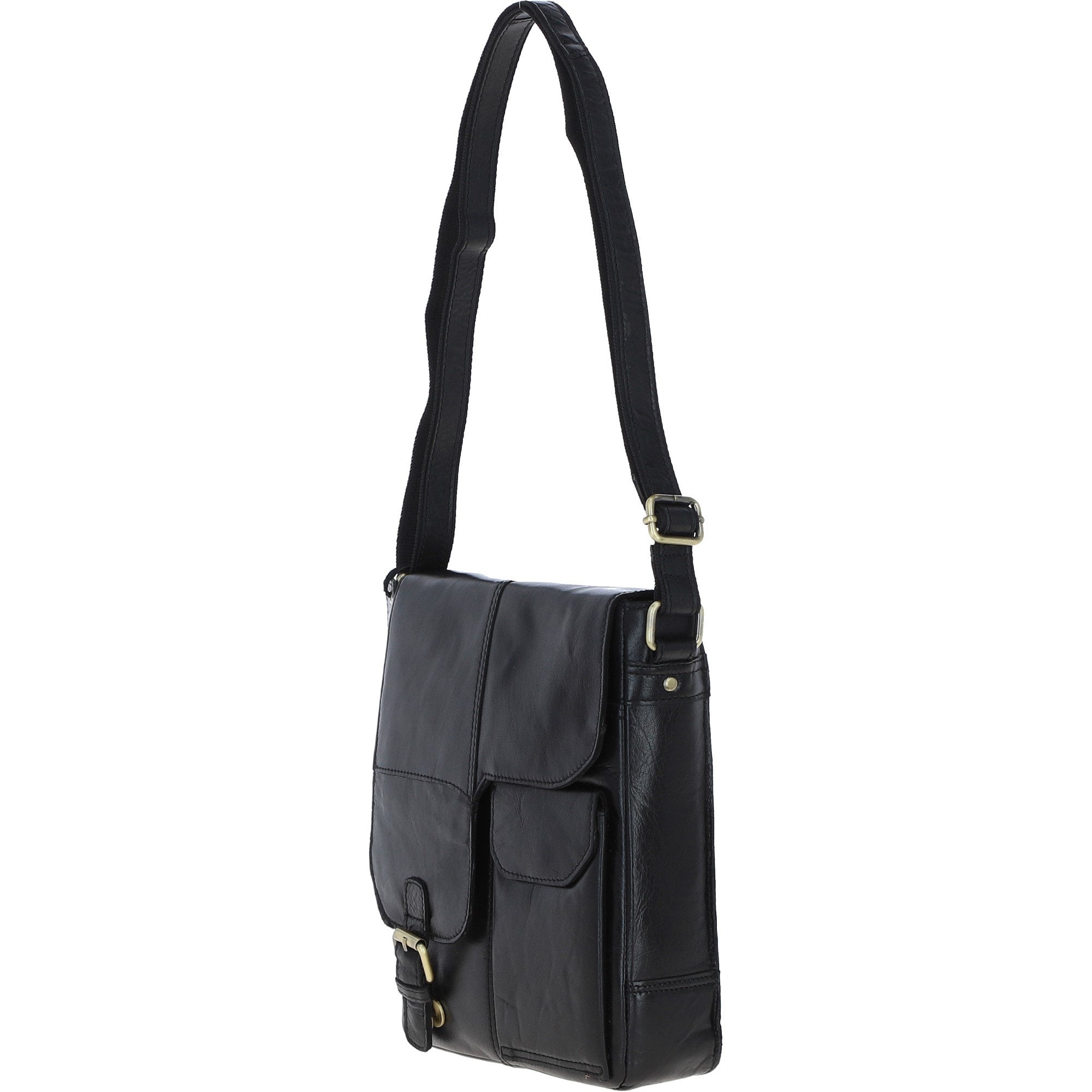 Elegant Ashwood Leather Unisex Crossbody Bag Black: G-19