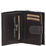 Ashwood Leather & Harris Tweed® Cloth Three compartment wallet Brown/Mcload: TW-12-01-BM
