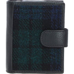 Ashwood Leather & Harris Tweed® Cloth Three compartment wallet Black/Watch: TW-12-03-BW