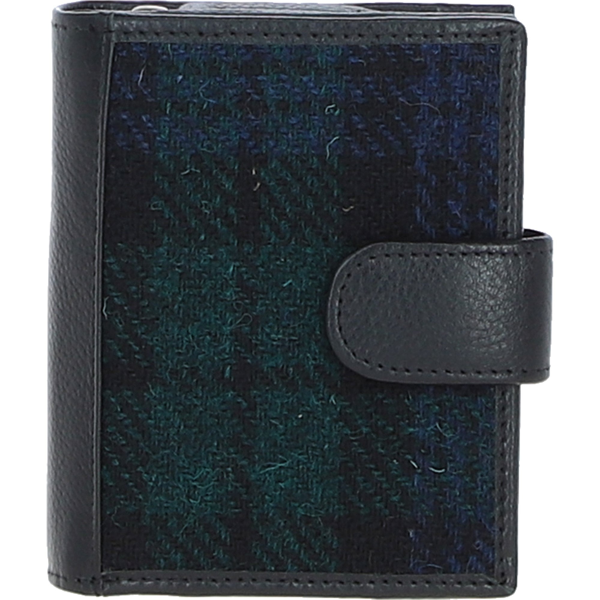 Ashwood Leather & Harris Tweed® Cloth Three compartment wallet Black/Watch: TW-12-03-BW