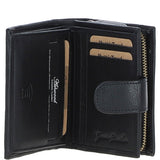 Ashwood Leather & Harris Tweed® Cloth Three compartment wallet Black/Watch: TW-12-03-BW