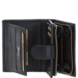 Ashwood Leather & Harris Tweed® Cloth Three compartment wallet Black/Watch: TW-12-03-BW