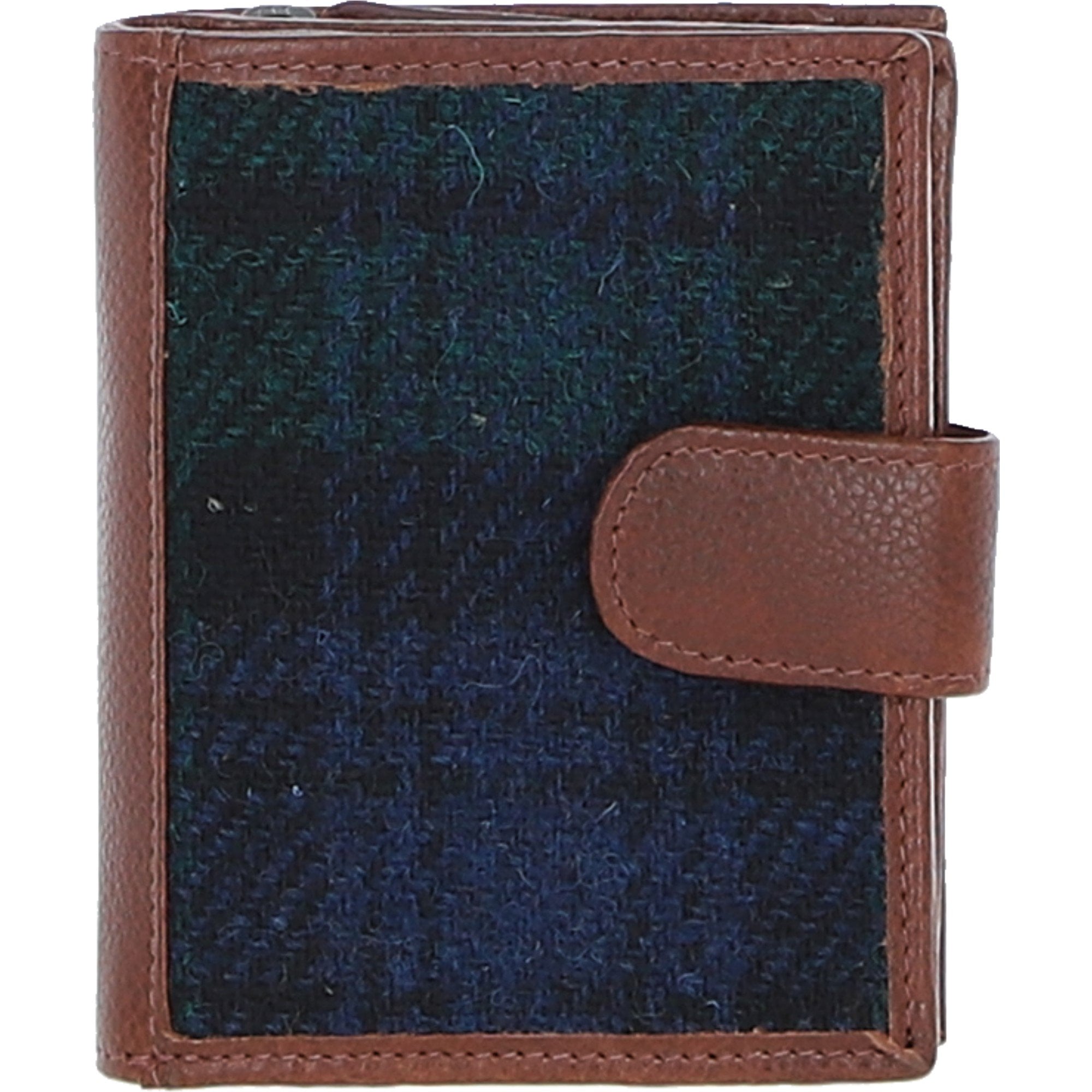 Ashwood Leather & Harris Tweed® Cloth Three compartment wallet Tan/Watch: TW-12-04-TW