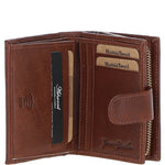 Ashwood Leather & Harris Tweed® Cloth Three compartment wallet Tan/Watch: TW-12-04-TW
