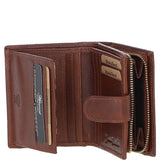 Ashwood Leather & Harris Tweed® Cloth Three compartment wallet Tan/Watch: TW-12-04-TW