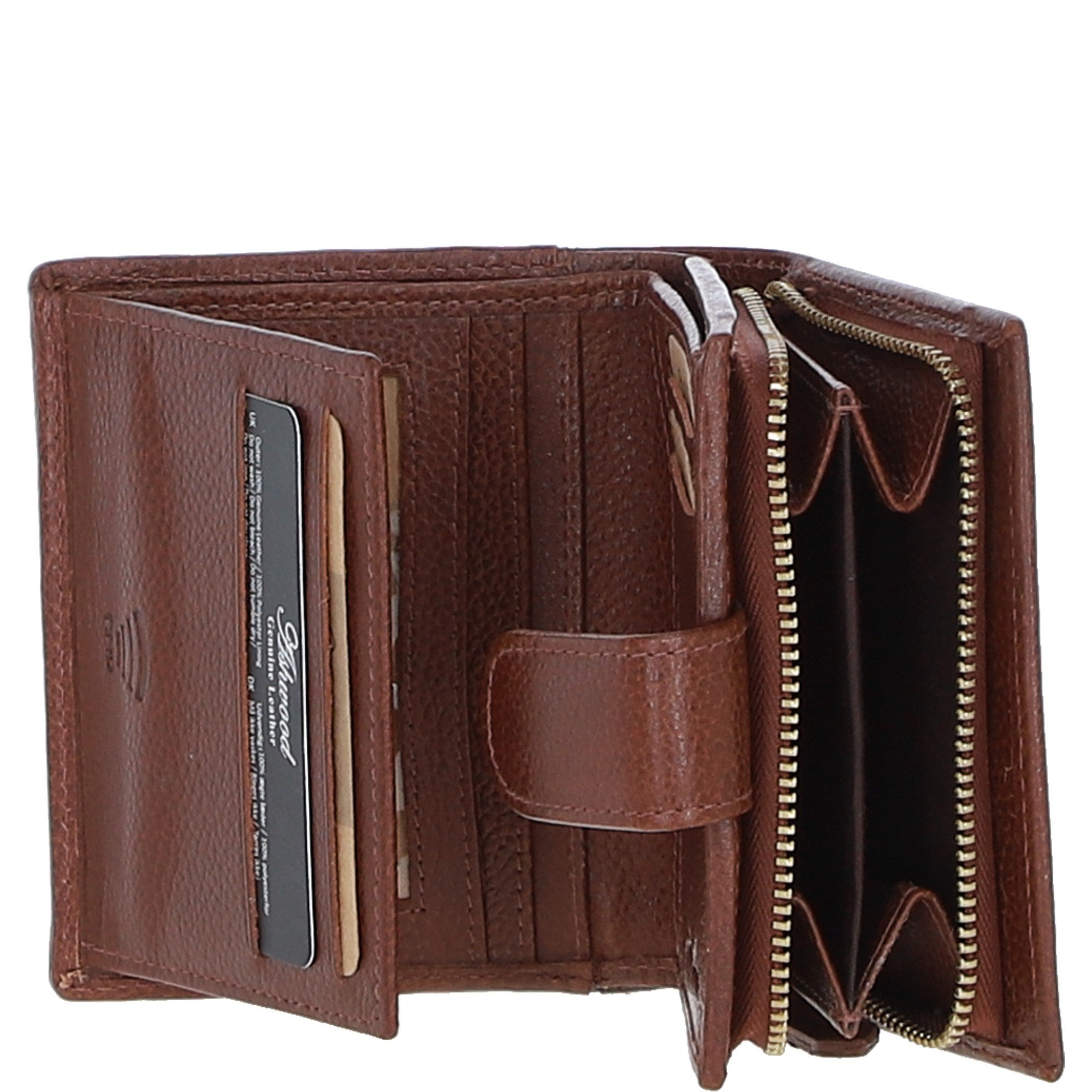 Ashwood Leather & Harris Tweed® Cloth Three compartment wallet Tan/LT Blue: TW-12-05-TB