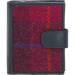 Ashwood Leather & Harris Tweed® Cloth Three compartment wallet Navy/Pink: TW-12-06-NP