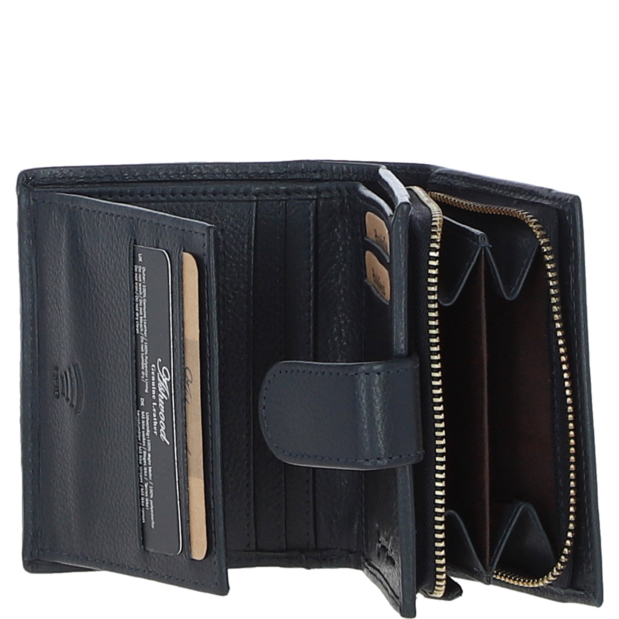 Ashwood Leather & Harris Tweed® Cloth Three compartment wallet Navy/Pink: TW-12-06-NP