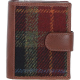 Ashwood Leather & Harris Tweed® Cloth Three compartment wallet Tan/Green/Red: TW-12-08-TR