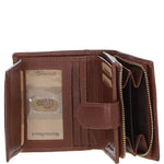 Ashwood Leather & Harris Tweed® Cloth Three compartment wallet Tan/Green/Red: TW-12-08-TR