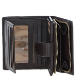 Ashwood Leather & Harris Tweed® Cloth Three compartment wallet Brown/Green: TW-12-09-BG