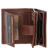 Ashwood Leather & Harris Tweed® Cloth Three compartment wallet Tan/Navy: TW-12-011-TN