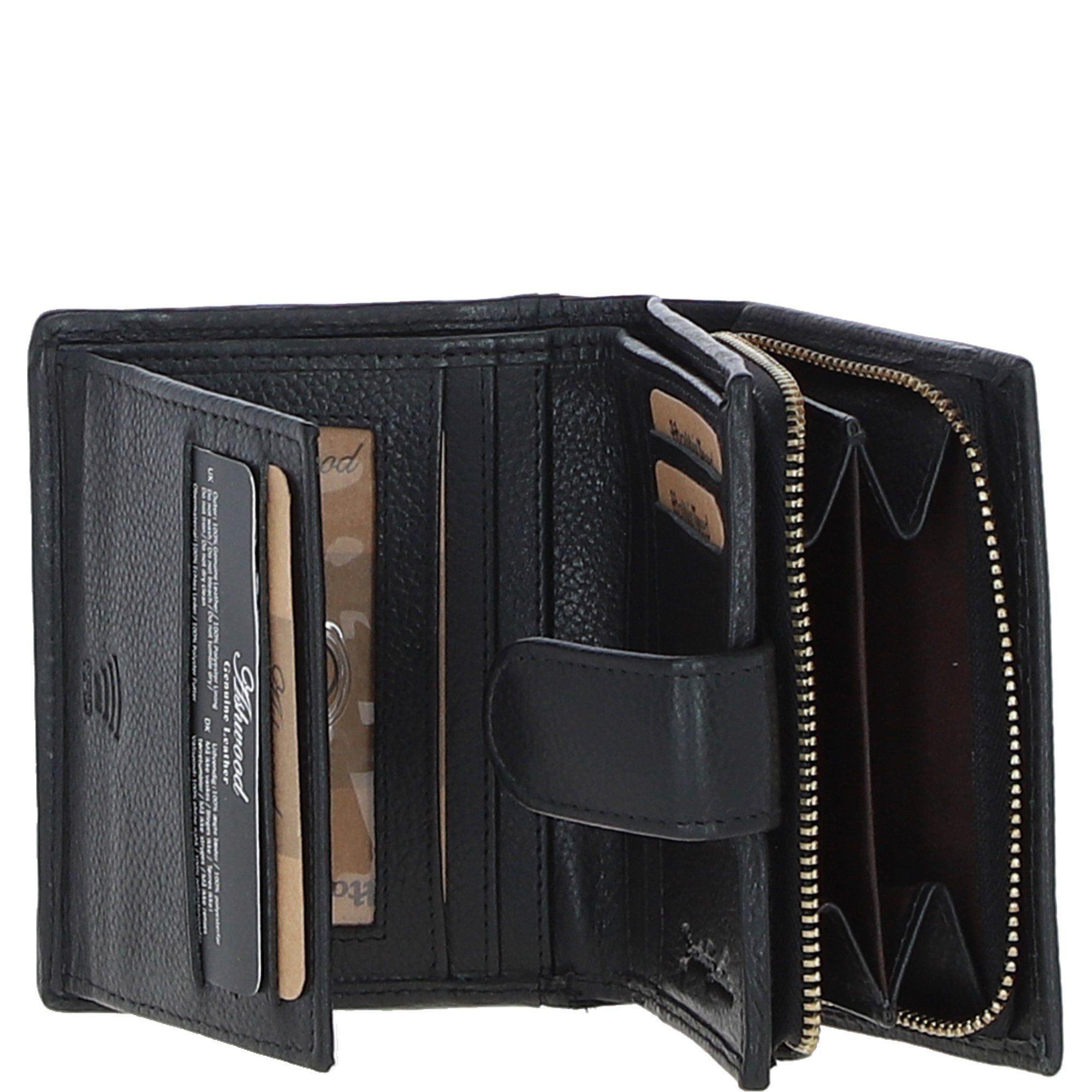 Ashwood Leather & Harris Tweed® Cloth Three compartment wallet Black/White: TW-12-012-BW