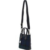 Ashwood Leather & Harris Tweed® Cloth Handbag with Removable Crossbody Strap Black/Watch: TW-21-03-BW