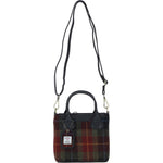 Ashwood Leather & Harris Tweed® Cloth Handbag with Removable Crossbody Strap Black/Green/Red: TW-21-07-BR