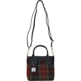 Ashwood Leather & Harris Tweed® Cloth Handbag with Removable Crossbody Strap Black/Green/Red: TW-21-07-BR